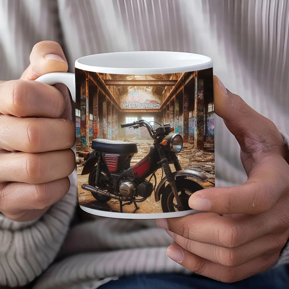 Vintage Motorcycle Abandoned Warehouse Graffiti Walls – Mugs