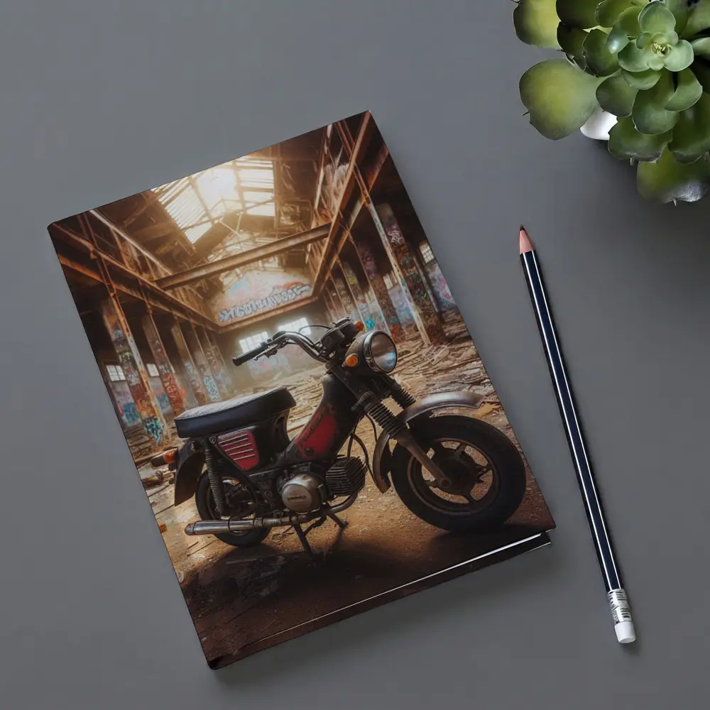 Vintage Motorcycle Abandoned Warehouse Graffiti Walls – Notebooks