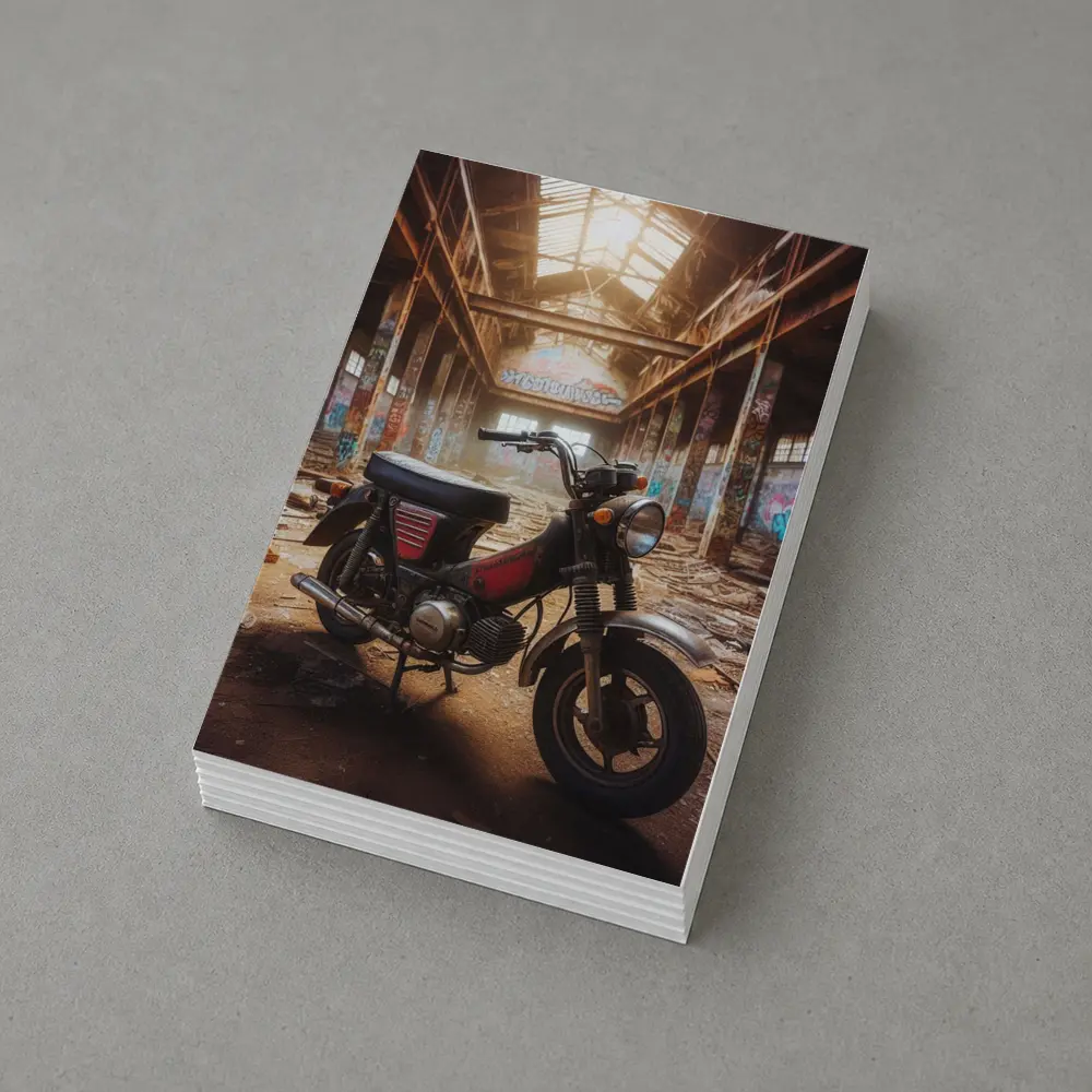 Vintage Motorcycle Abandoned Warehouse Graffiti Walls – Postcards