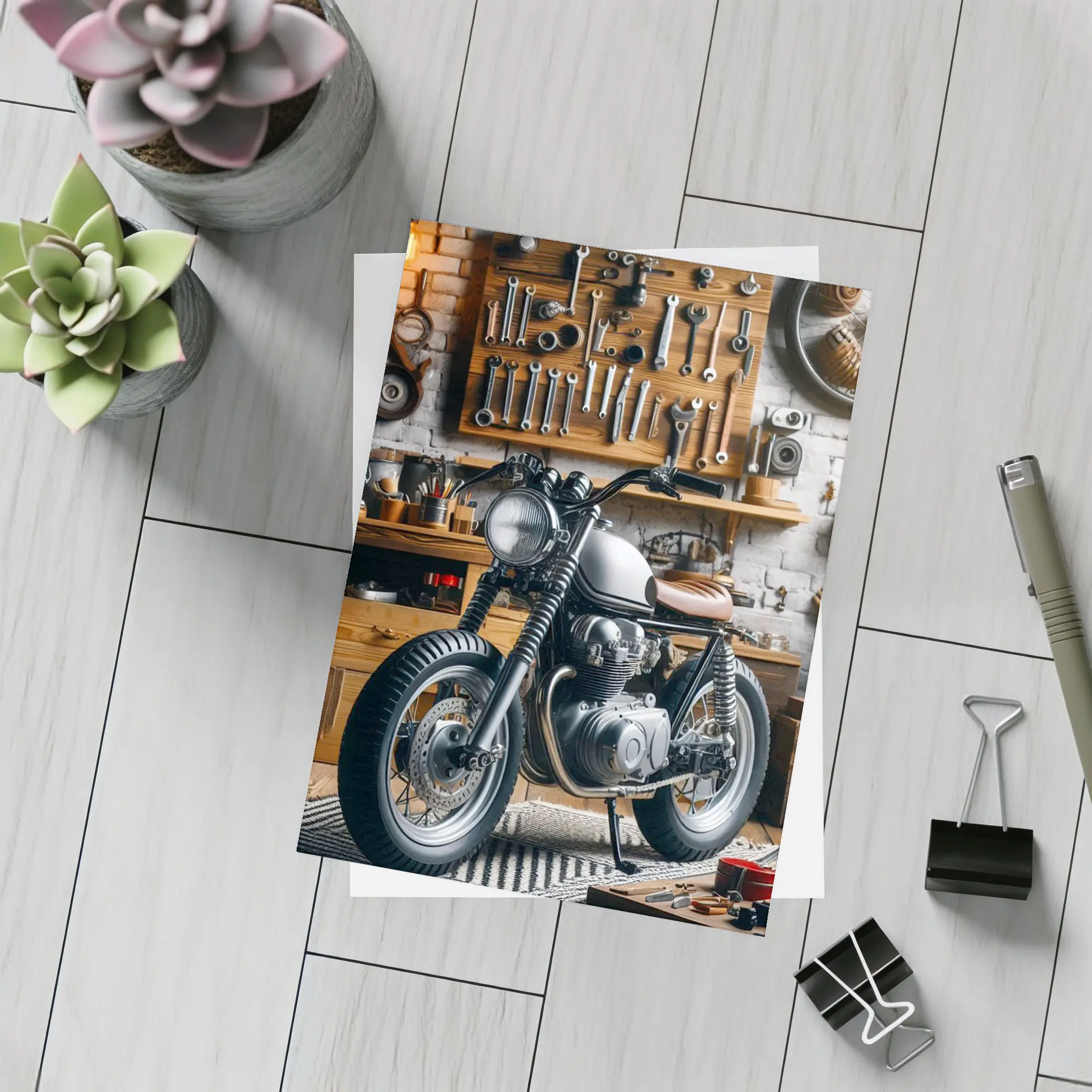 Cafe Racer Motorcycle Vintage Garage Workshop – Postcards