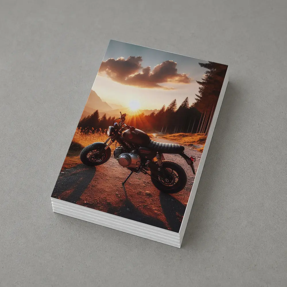 Cafe Racer Motorcycle Sunset Mountain Road – Postcards