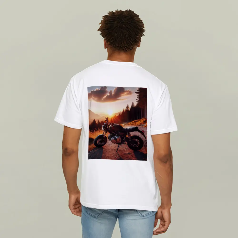 Cafe Racer Motorcycle Sunset Mountain Road – T-Shirts