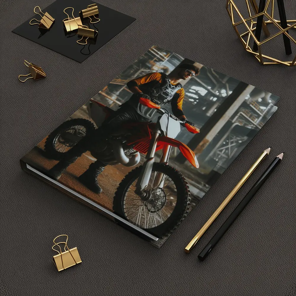 Motocross Rider Dirt Bike Industrial Background – Notebooks
