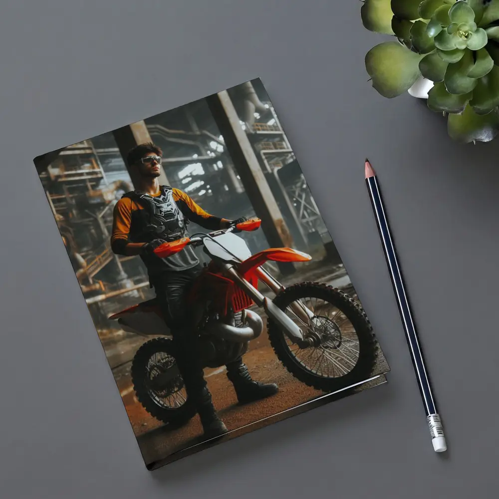 Motocross Rider Dirt Bike Industrial Background – Notebooks