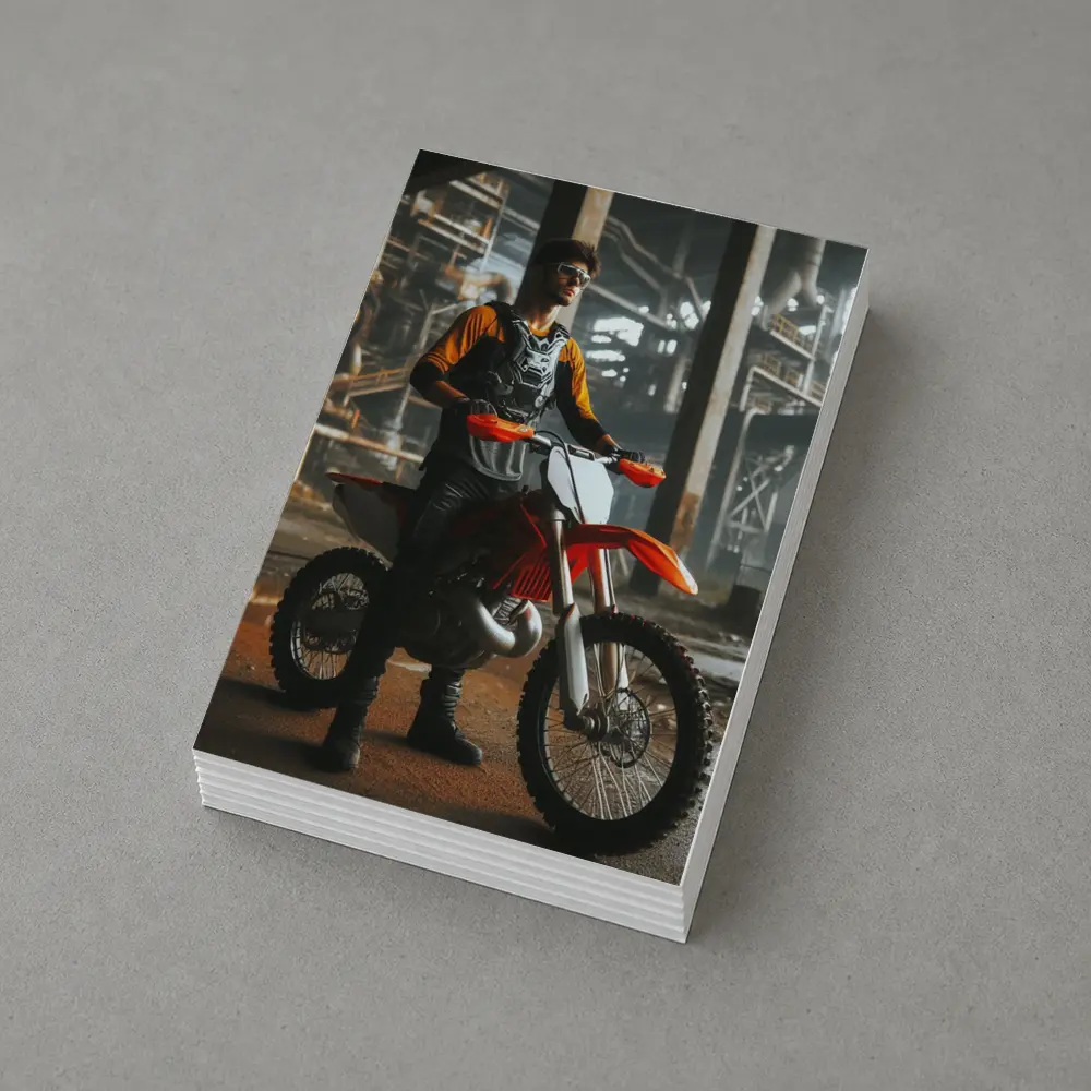 Motocross Rider Dirt Bike Industrial Background – Postcards
