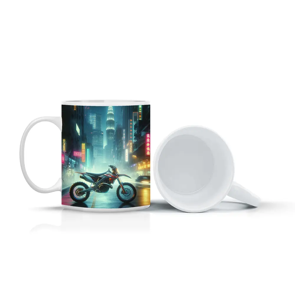 Dirt Bike Neon City Street Night – Mugs