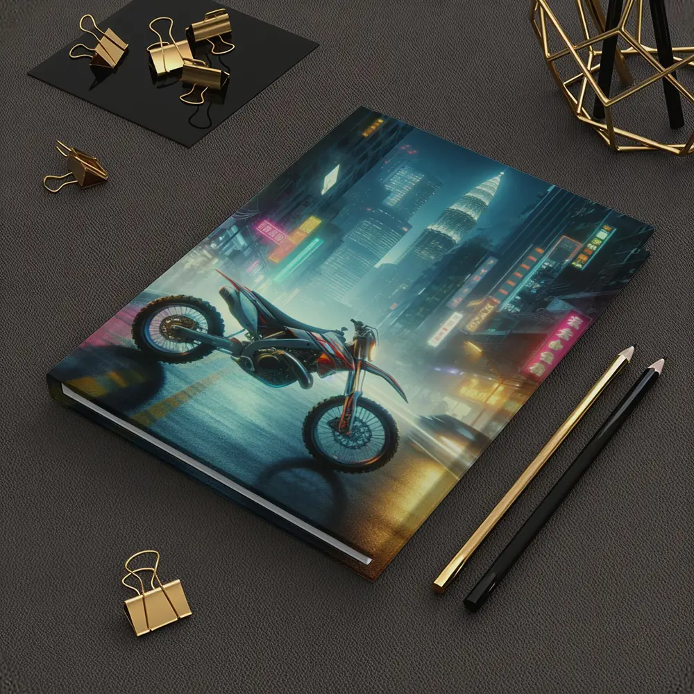 Dirt Bike Neon City Street Night – Notebooks