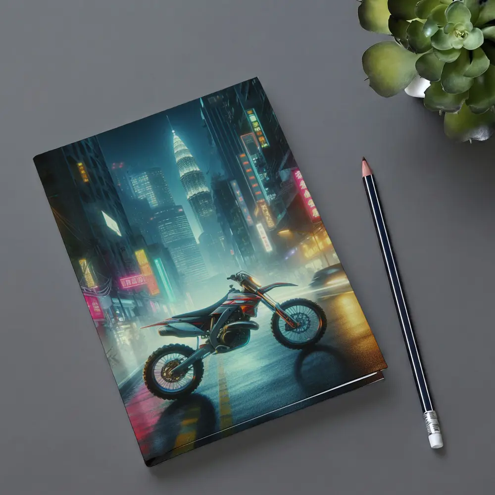 Dirt Bike Neon City Street Night – Notebooks