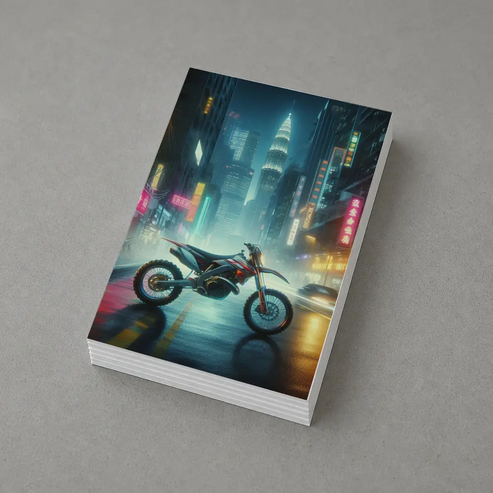 Dirt Bike Neon City Street Night – Postcards