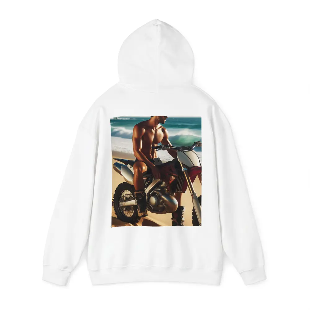 Shirtless Man on Dirt Bike Beach – Hoodies