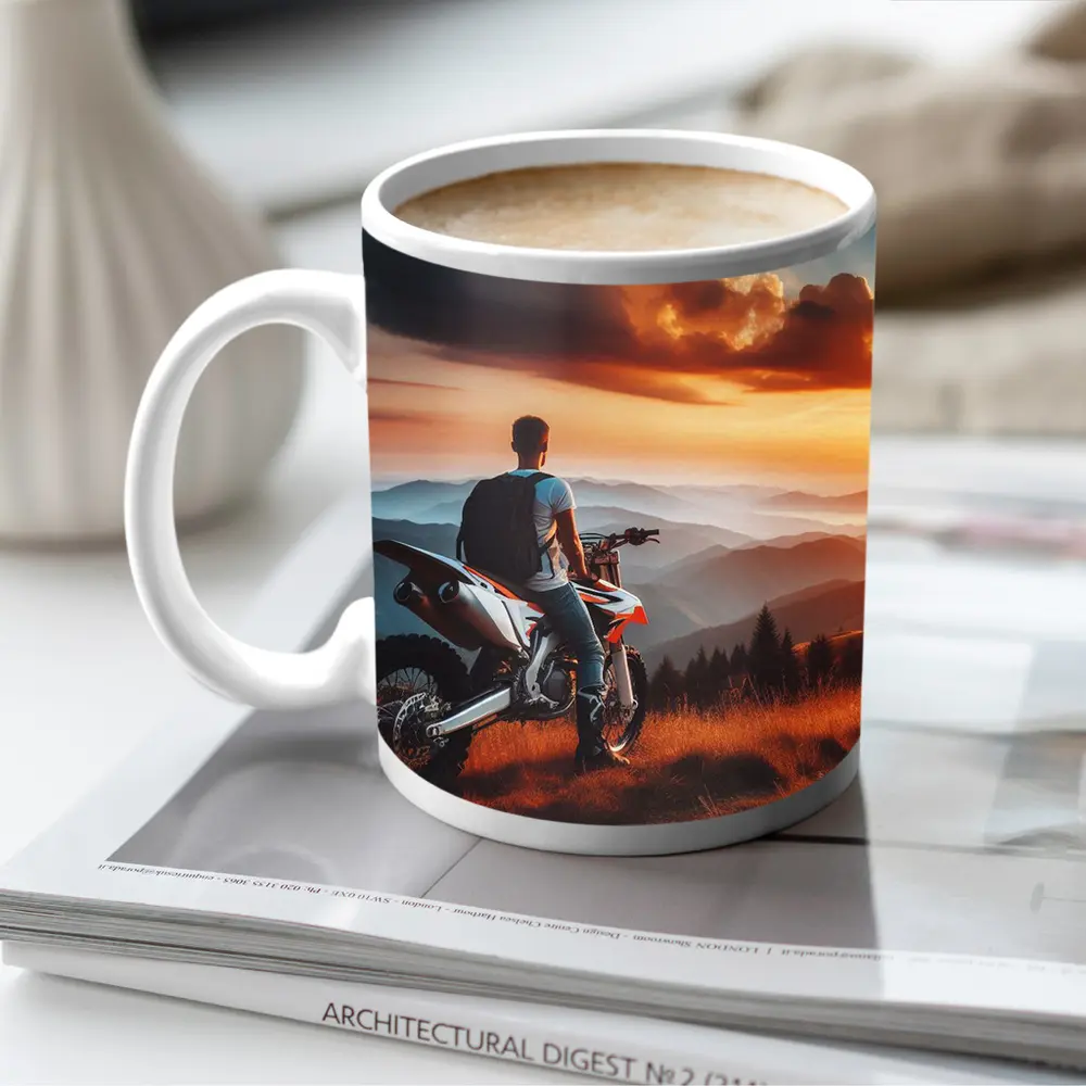Dirt Bike Rider Mountain Sunset Overlook – Mugs