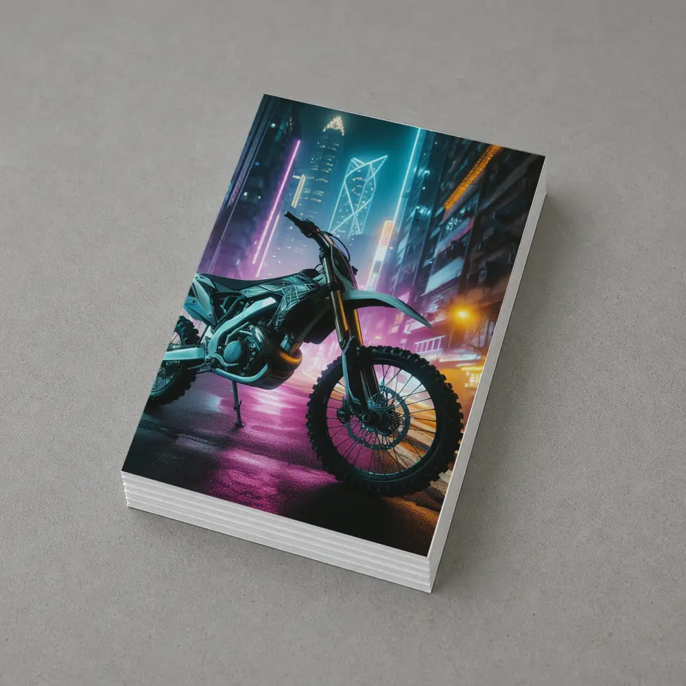 Dirt Bike Neon Cyberpunk City Night – Postcards