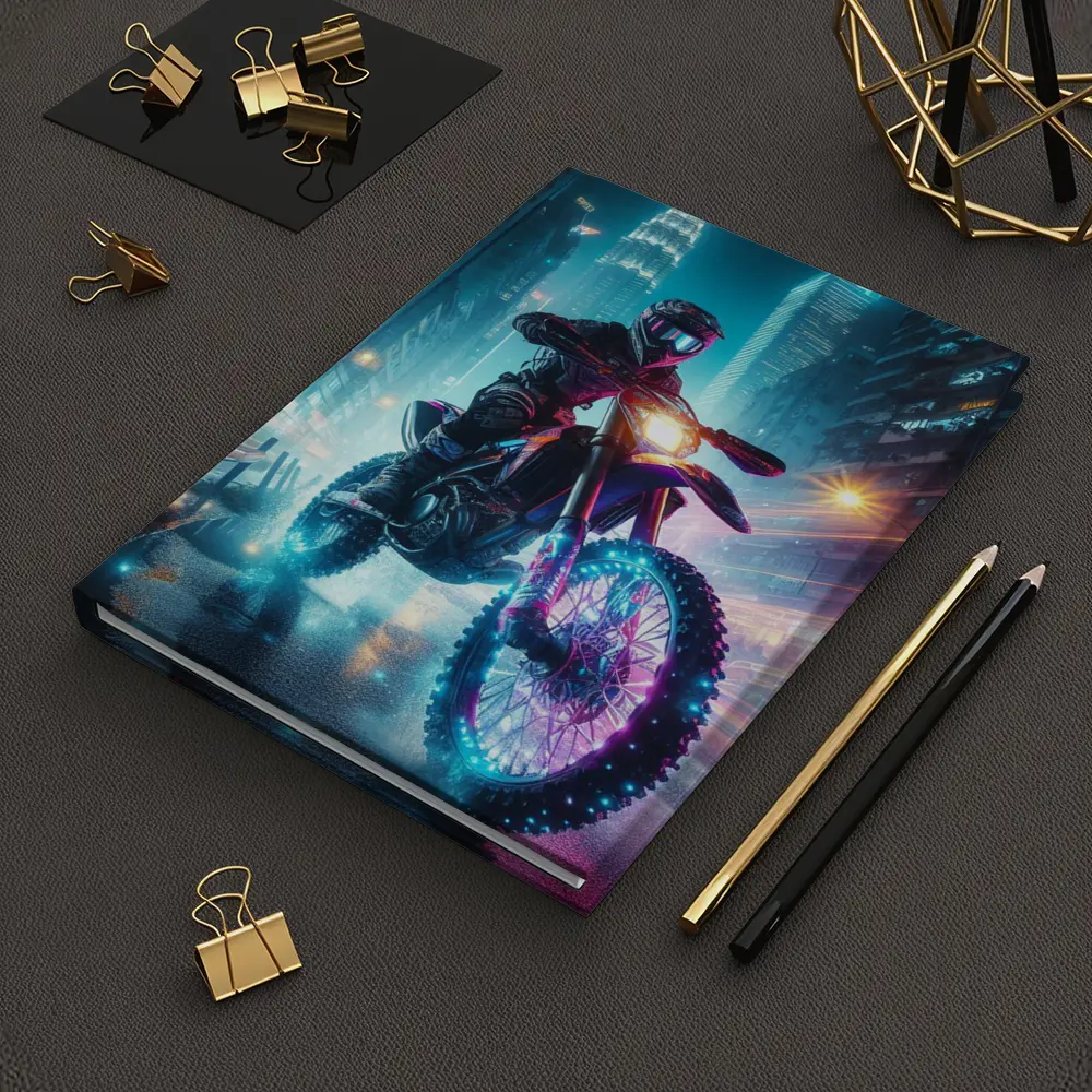 Dirt Bike Rider Neon City Night Streets – Notebooks