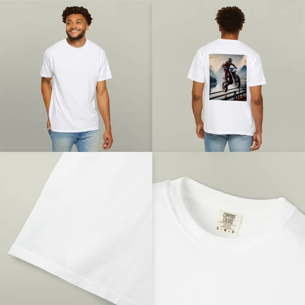 Motocross Rider Jumping Over Bridge Mountains – T-Shirts