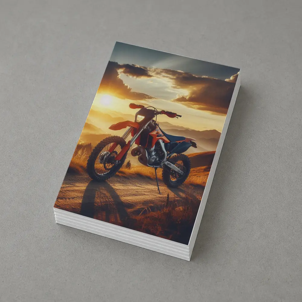KTM Dirt Bike Mountain Sunset Scene – Postcards