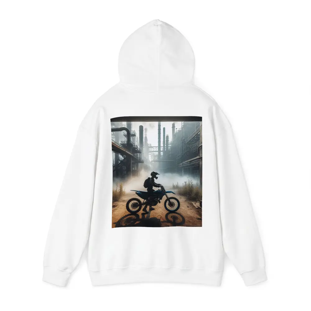 Dirt Bike Rider Abandoned Industrial Factory – Hoodies