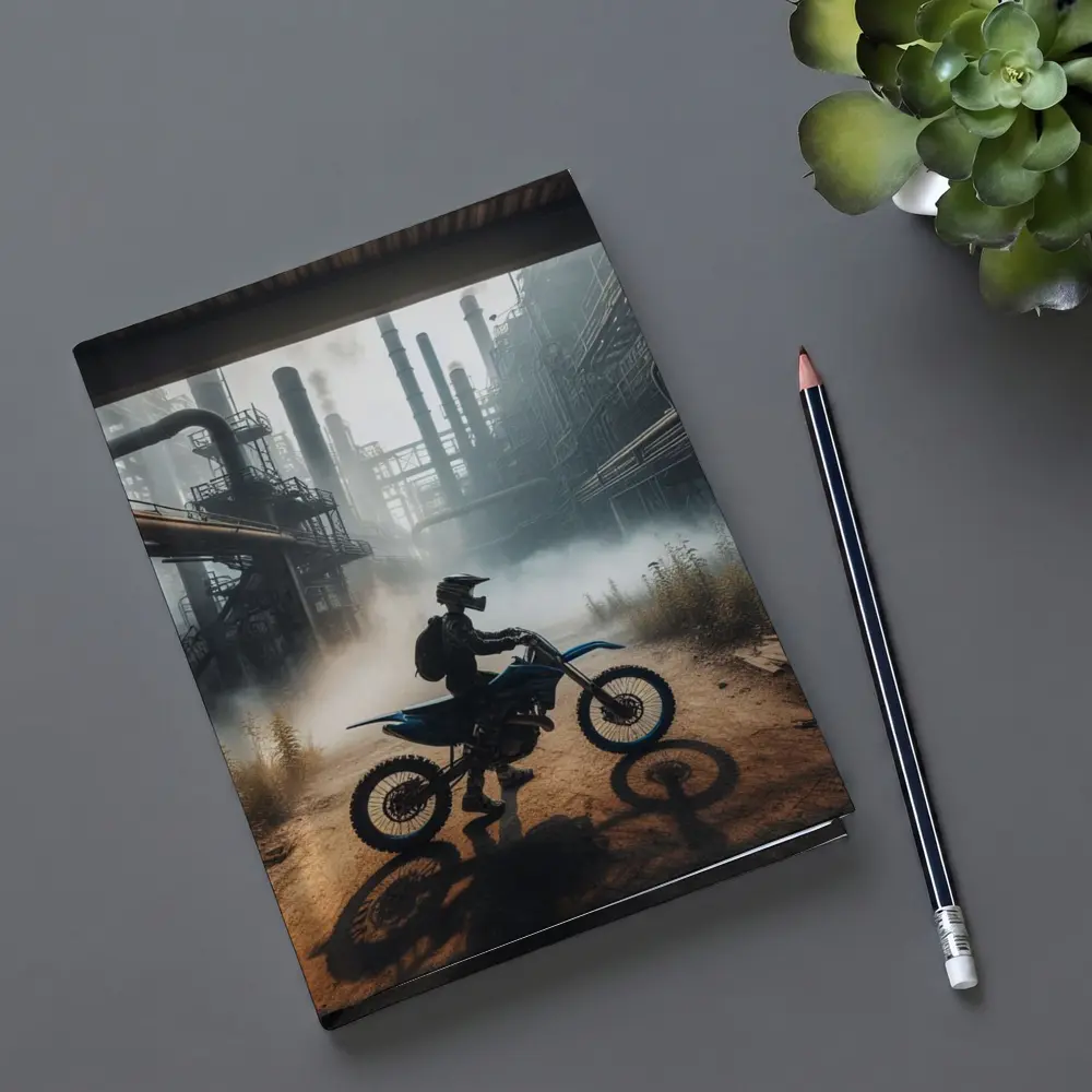 Dirt Bike Rider Abandoned Industrial Factory – Notebooks