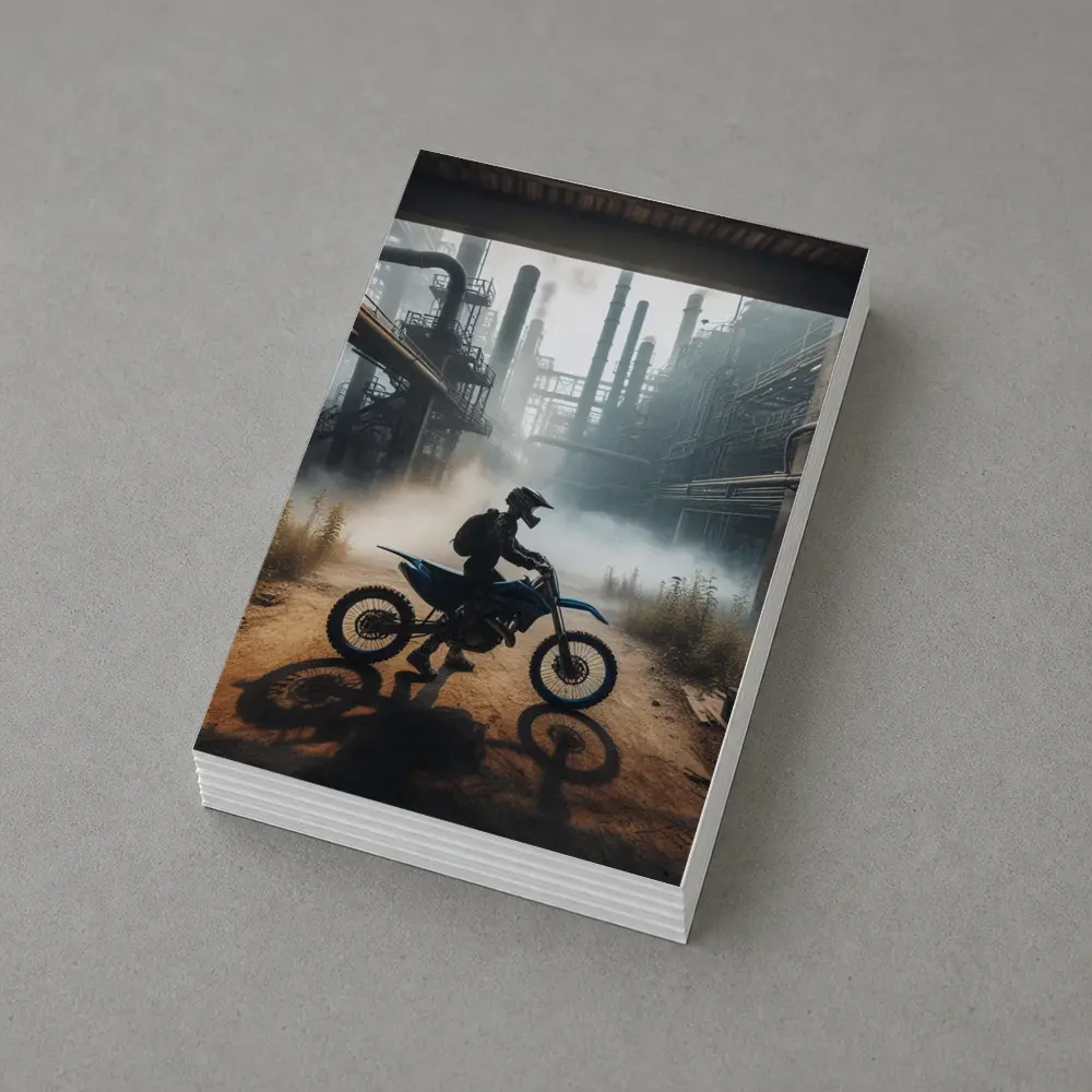 Dirt Bike Rider Abandoned Industrial Factory – Postcards