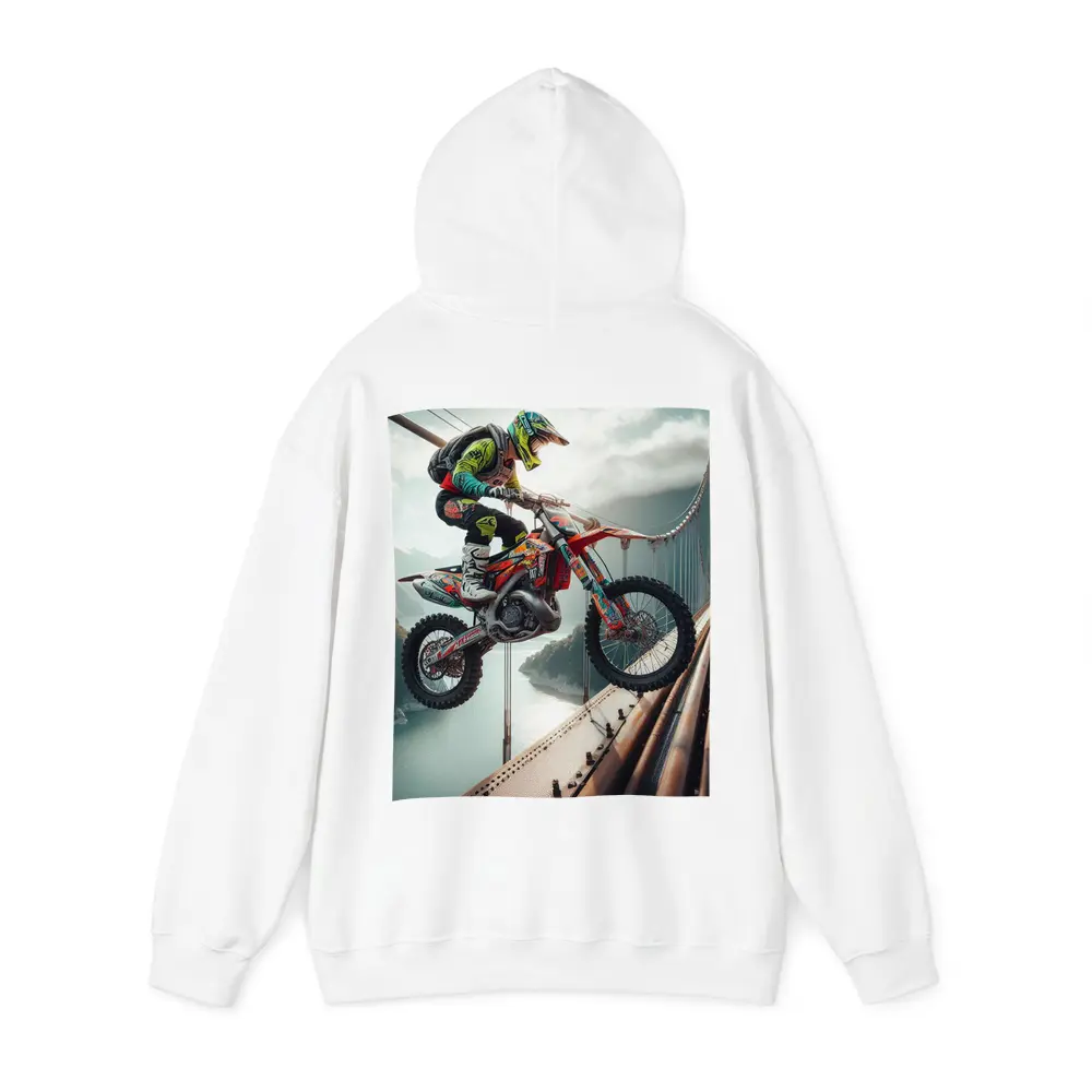 Motocross Rider Jumping Over Suspension Bridge – Hoodies