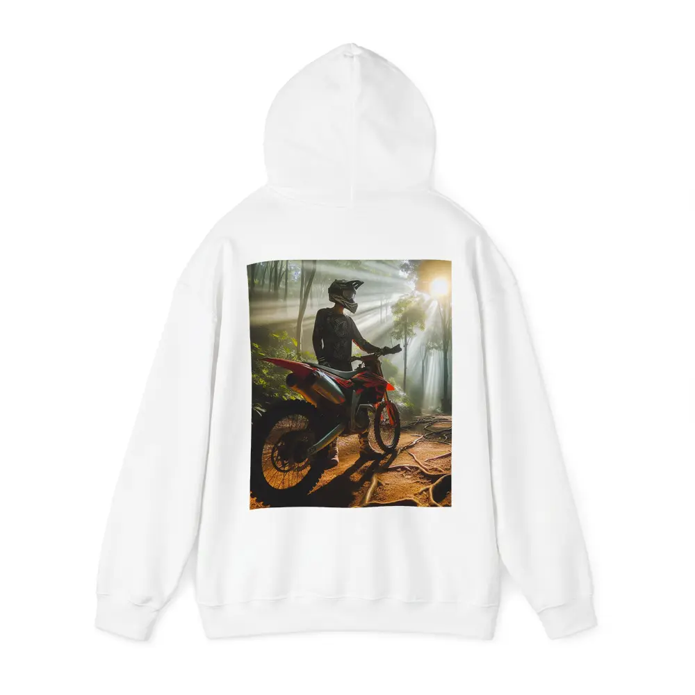 Motocross Rider Forest Sunbeams Dirt Trail – Hoodies
