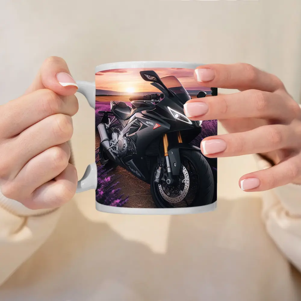 Aprilia Sport Bike Lavender Field Sunset – Mugs