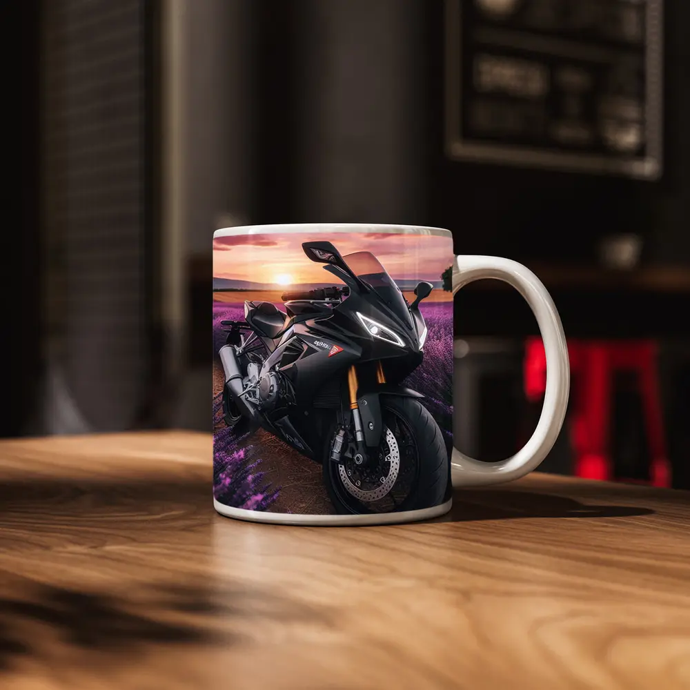 Aprilia Sport Bike Lavender Field Sunset – Mugs