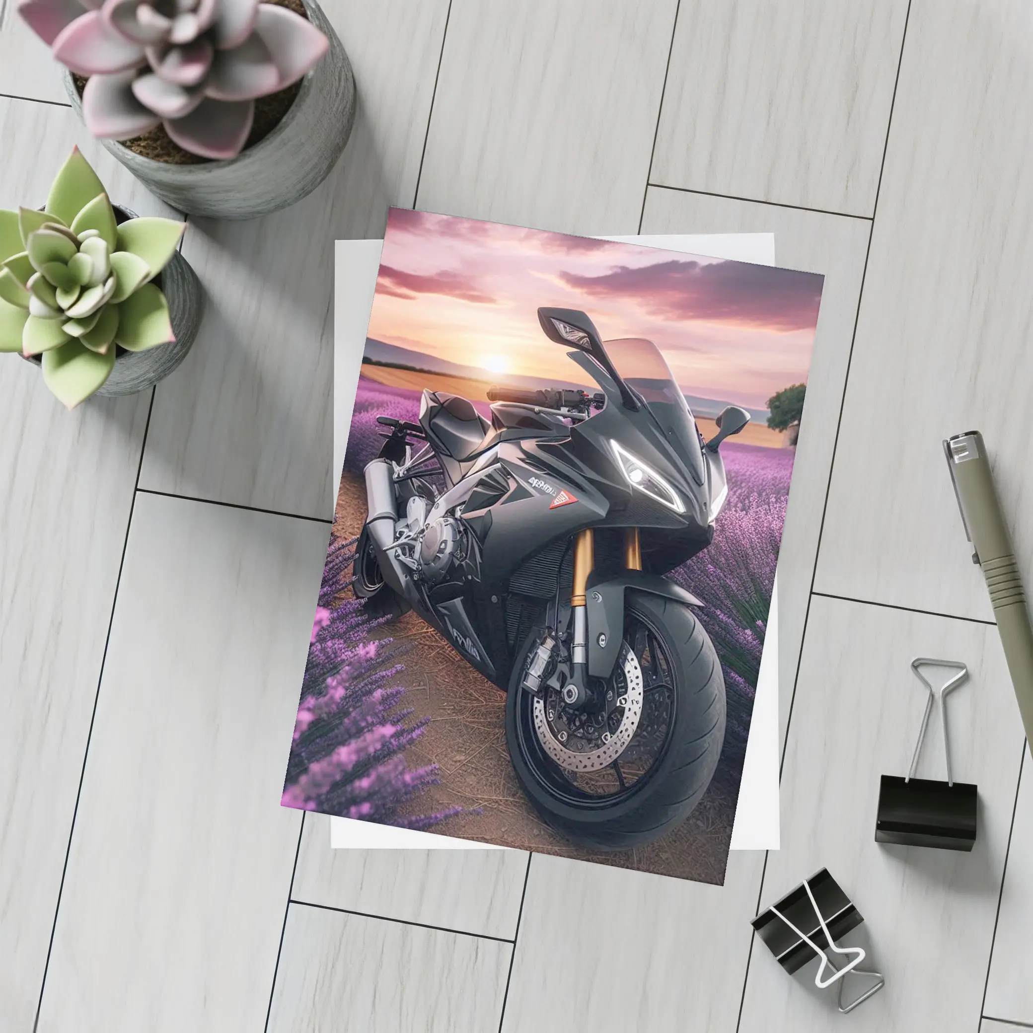 Aprilia Sport Bike Lavender Field Sunset – Postcards
