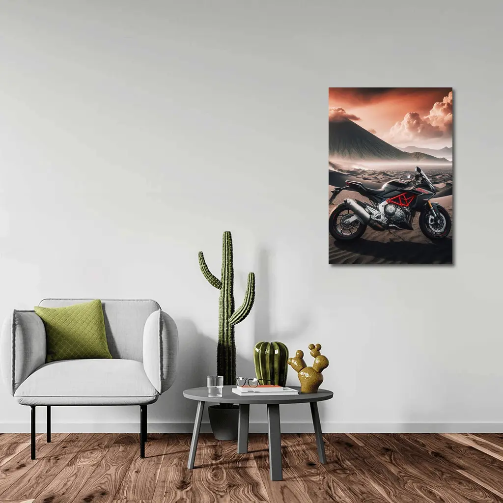 Aprilia Motorcycle Black Desert Volcanic Landscape – Wall Art
