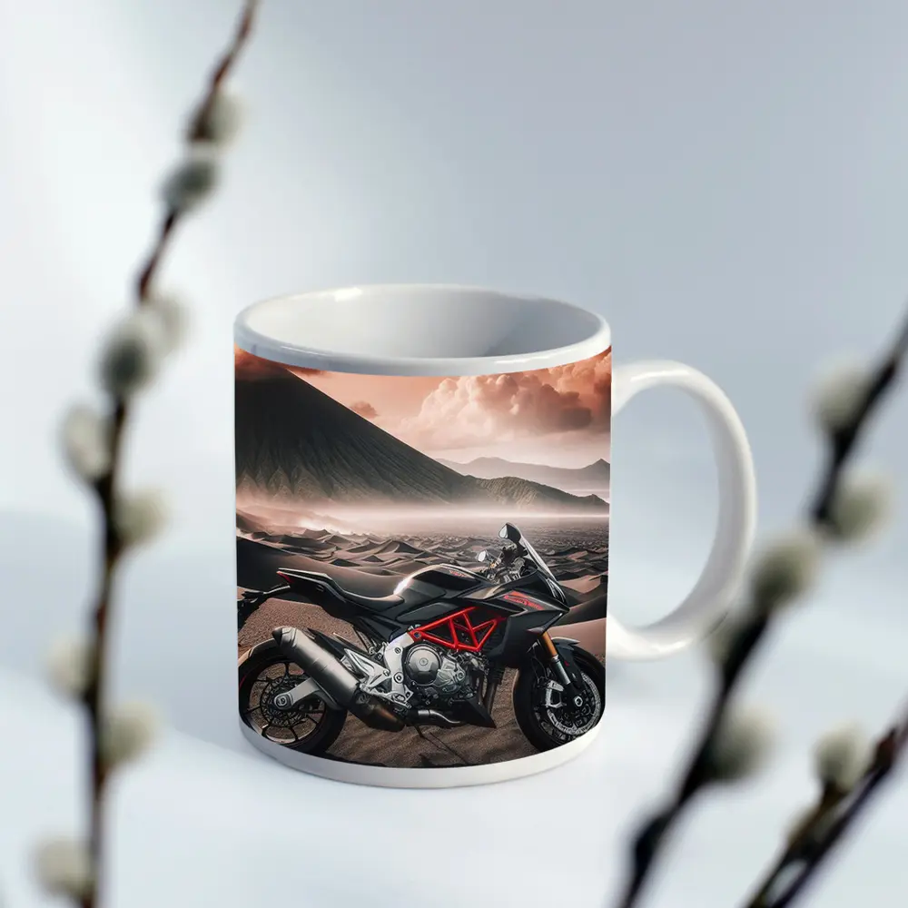 Aprilia Motorcycle Black Desert Volcanic Landscape – Mugs