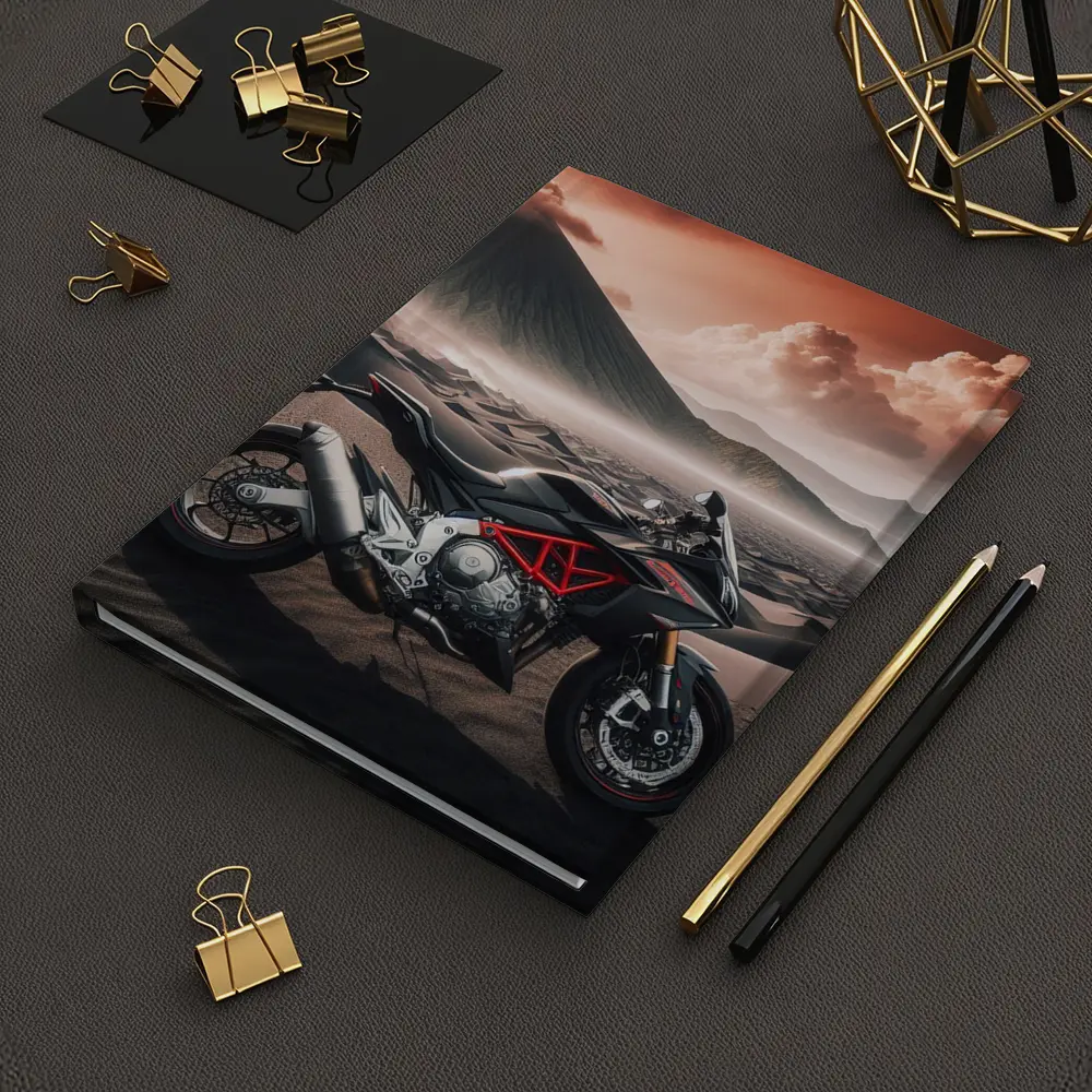 Aprilia Motorcycle Black Desert Volcanic Landscape – Notebooks