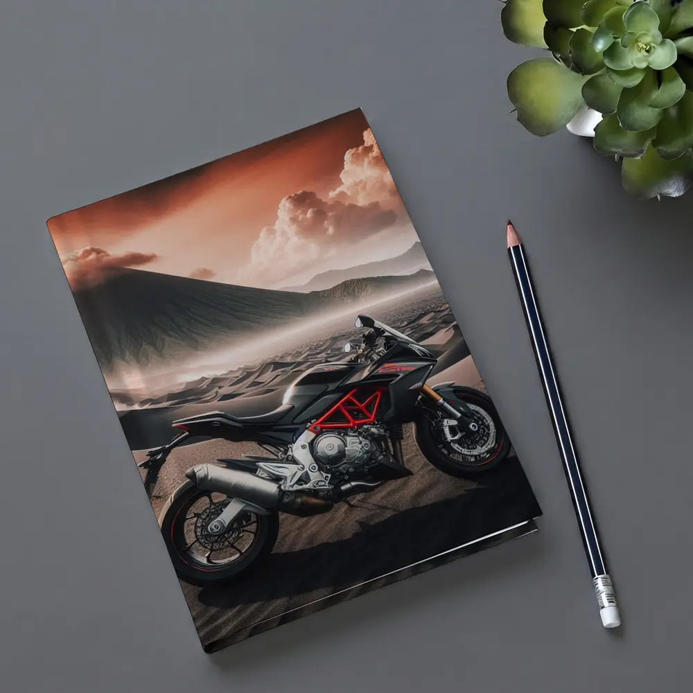 Aprilia Motorcycle Black Desert Volcanic Landscape – Notebooks