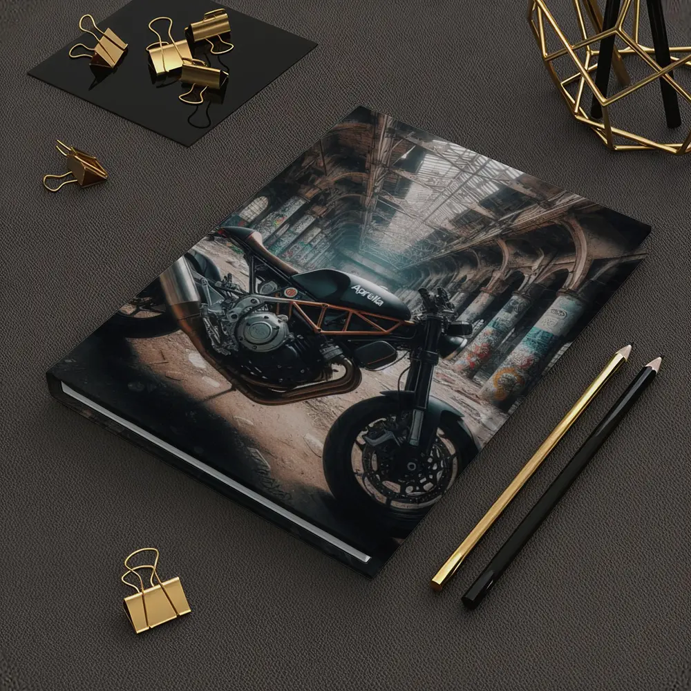 Aprilia Cafe Racer Motorcycle Abandoned Industrial Hall – Notebooks