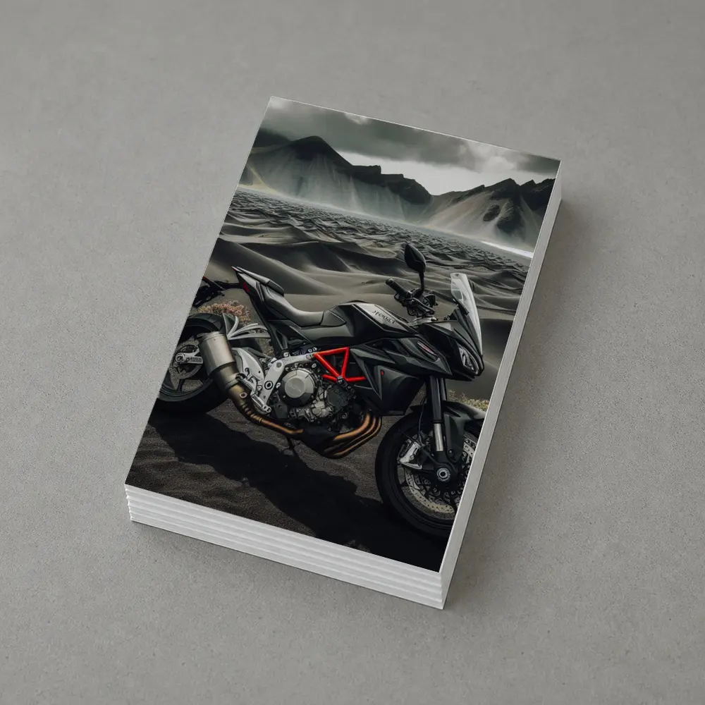 MV Agusta Motorcycle Dark Volcanic Desert Landscape – Postcards