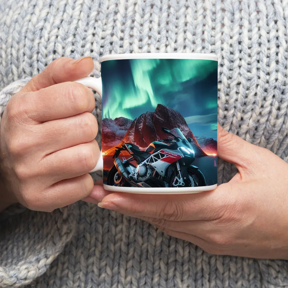 Aprilia Sport Bike Northern Lights Night – Mugs