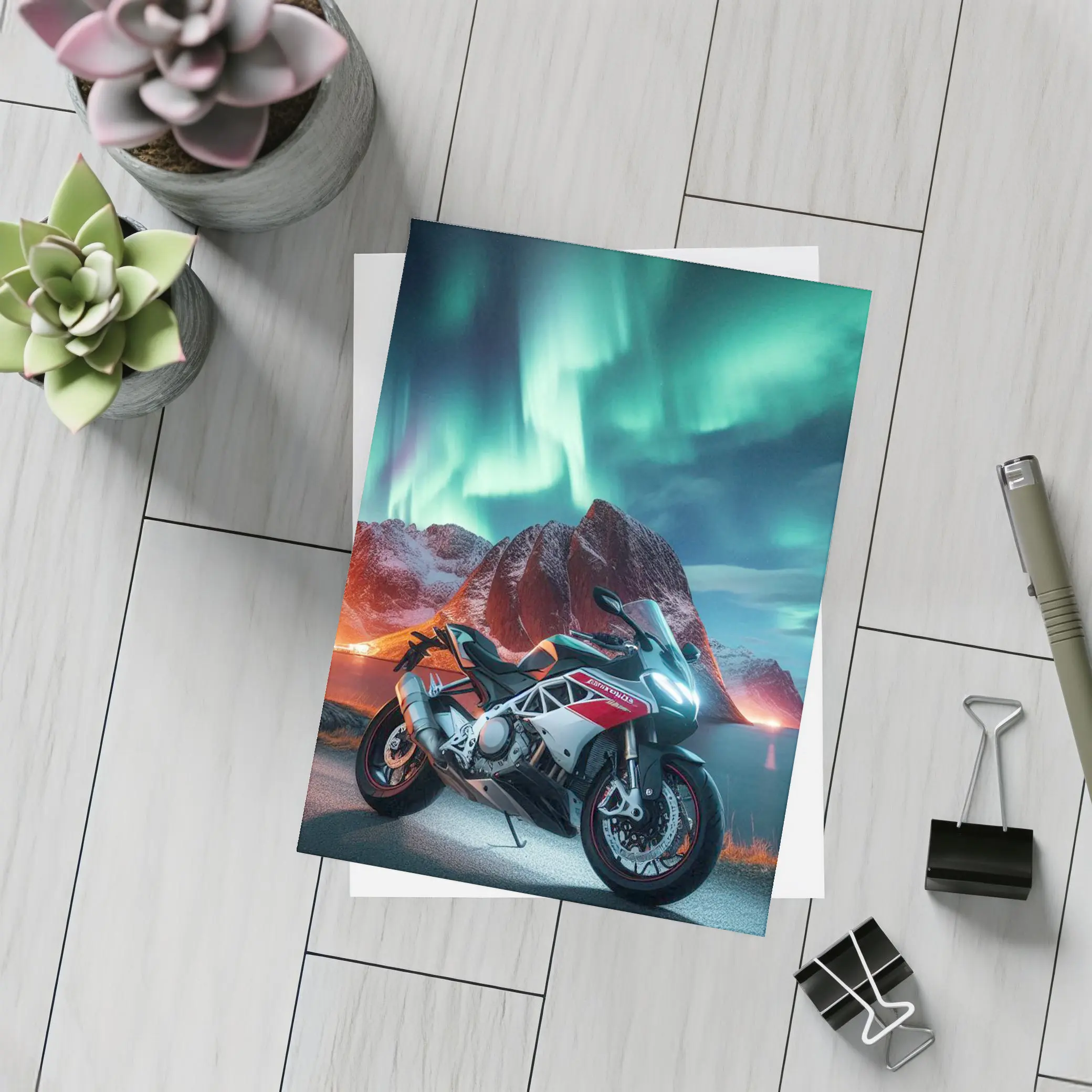 Aprilia Sport Bike Northern Lights Night – Postcards