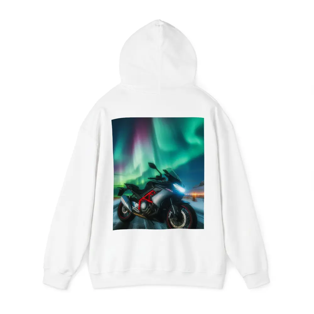 Sport Bike Under Northern Lights Winter Night – Hoodies