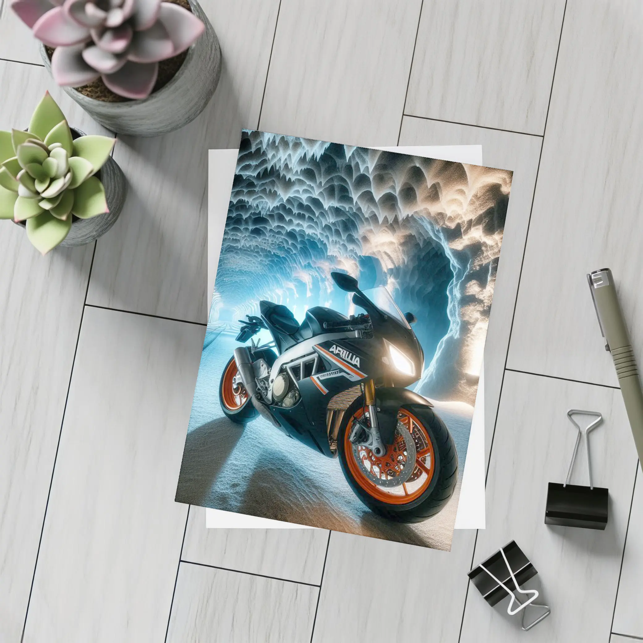 Aprilia Superbike Inside Icy Cave Tunnel – Postcards