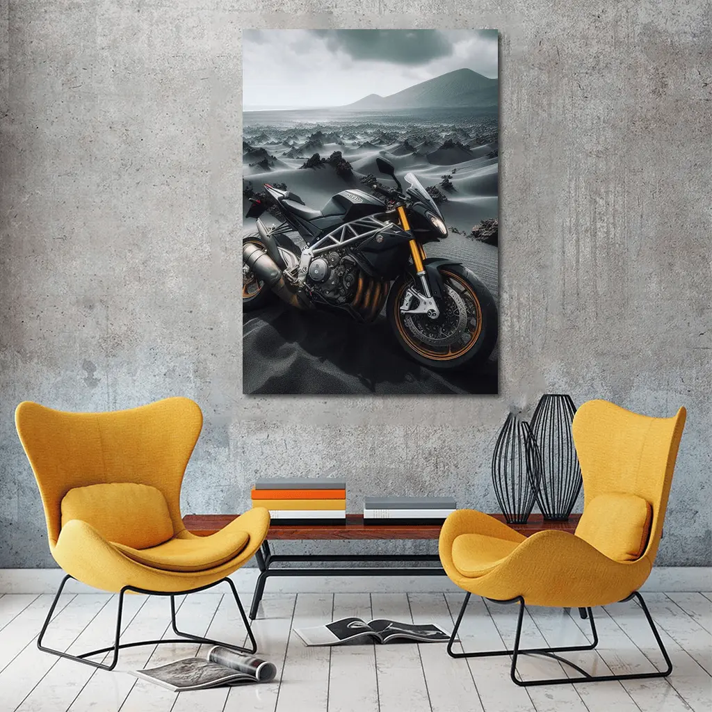 Aprilia Streetfighter Motorcycle Volcanic Desert Landscape – Wall Art