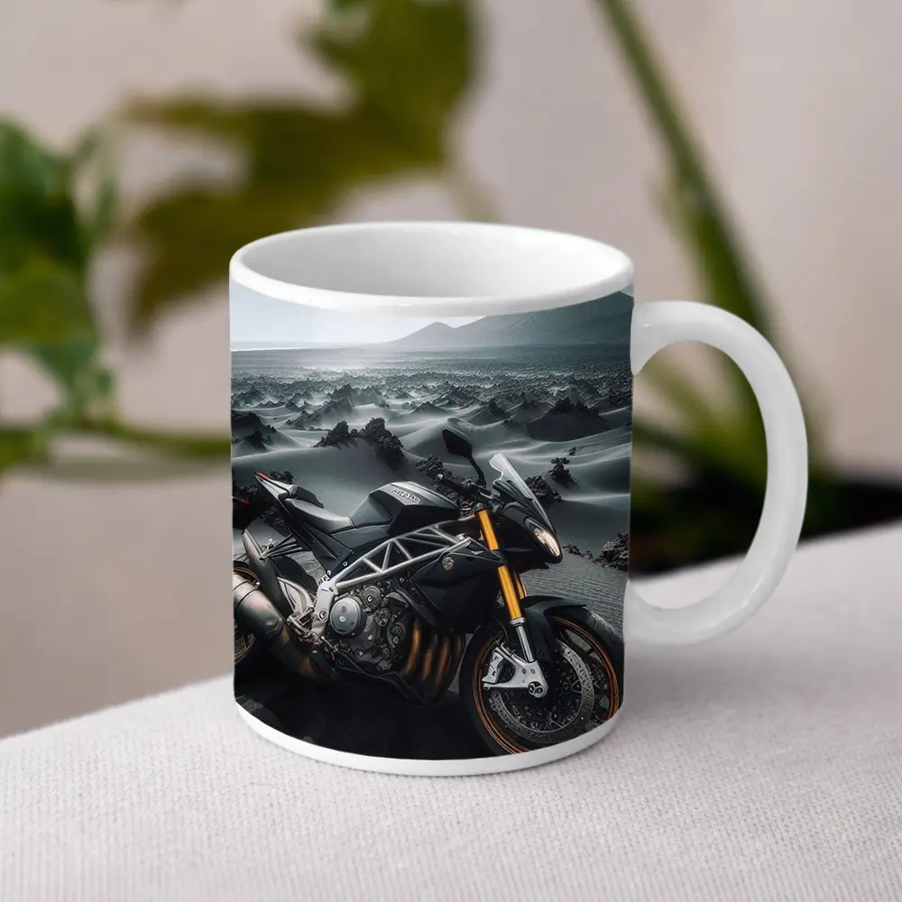 Aprilia Streetfighter Motorcycle Volcanic Desert Landscape – Mugs