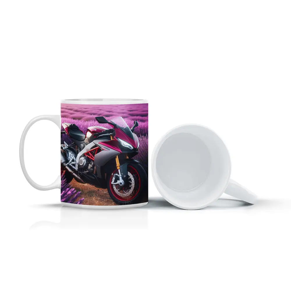 Aprilia Sport Bike Lavender Field Background – Mugs