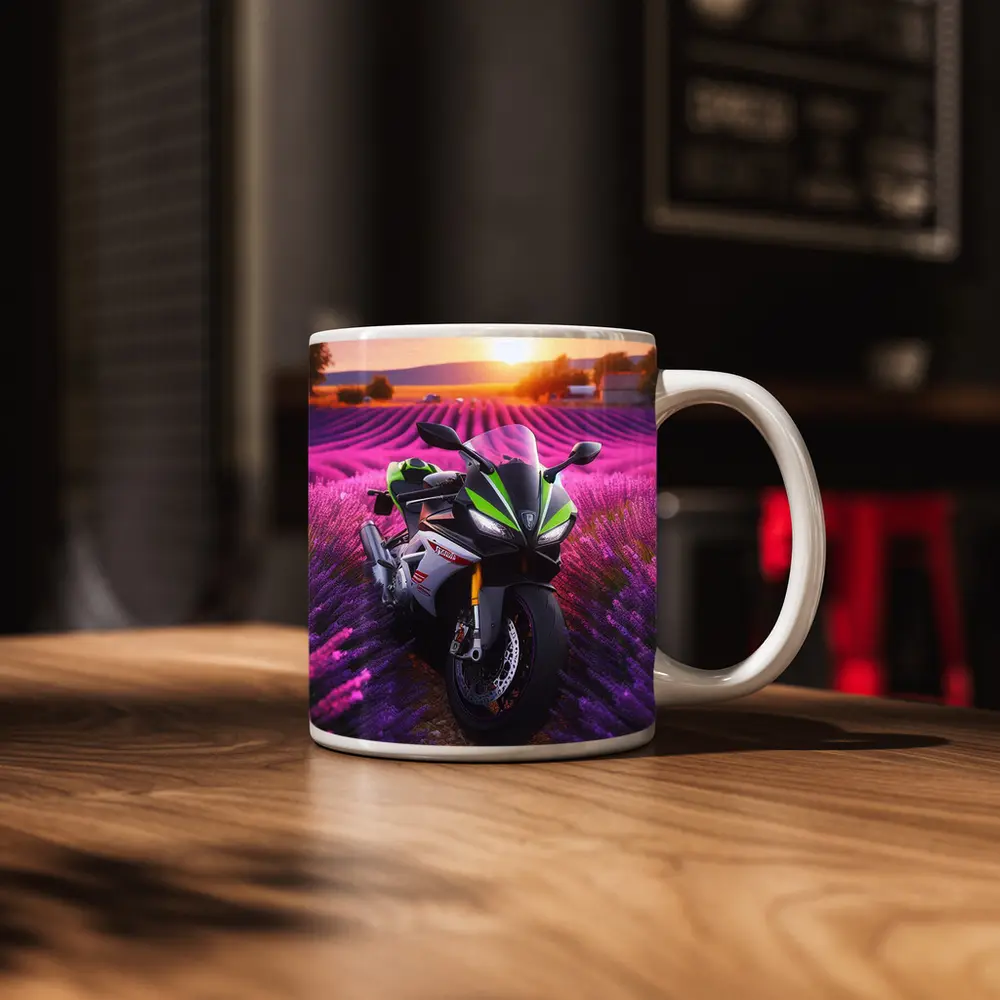 Sport Bike Superbike Lavender Fields Sunset – Mugs