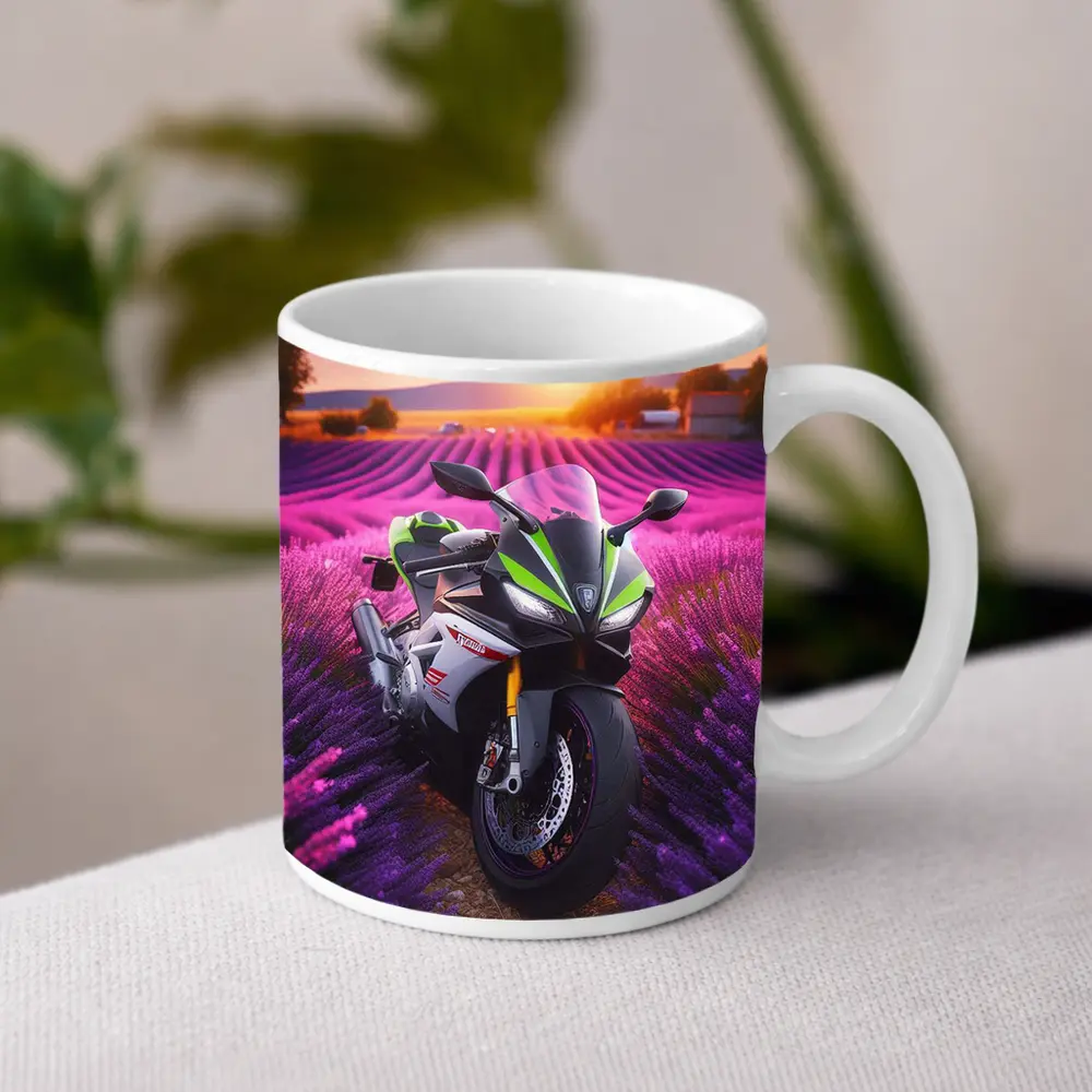 Sport Bike Superbike Lavender Fields Sunset – Mugs