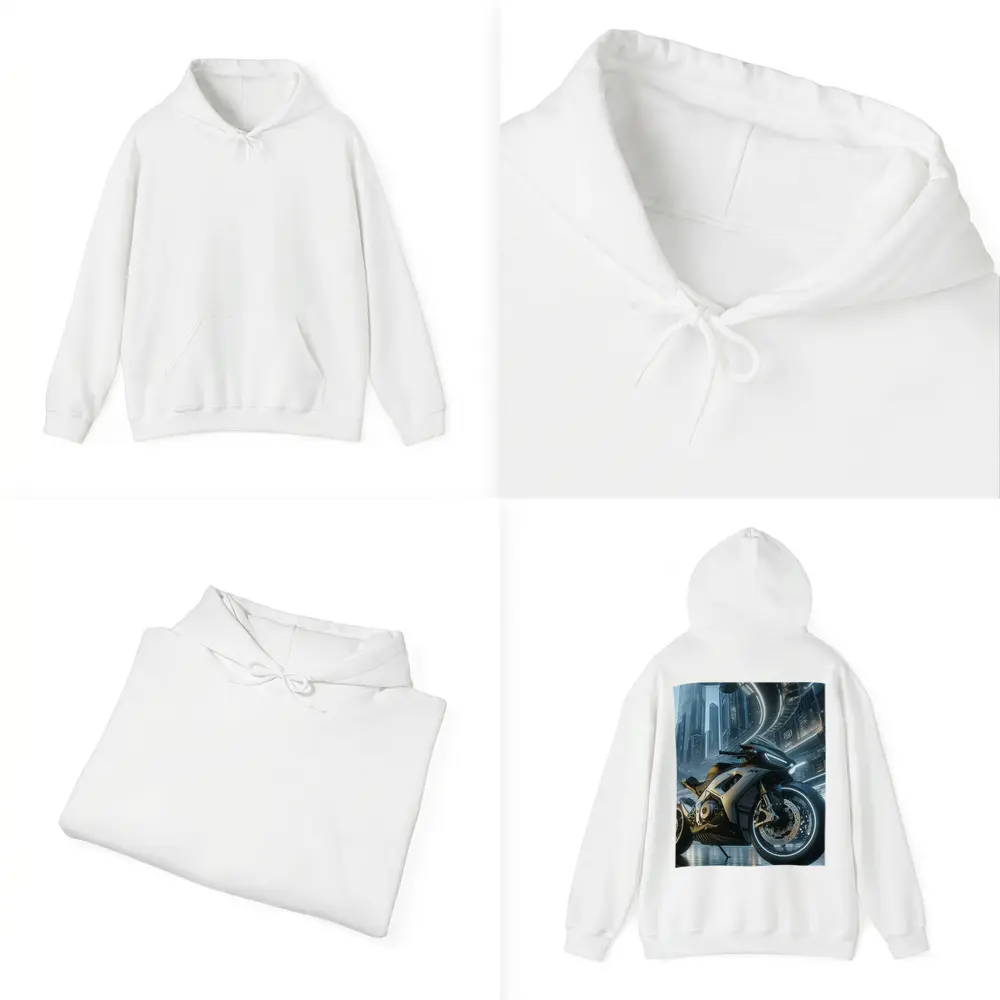 Futuristic Sport Bike Cyberpunk City Night – Hoodies