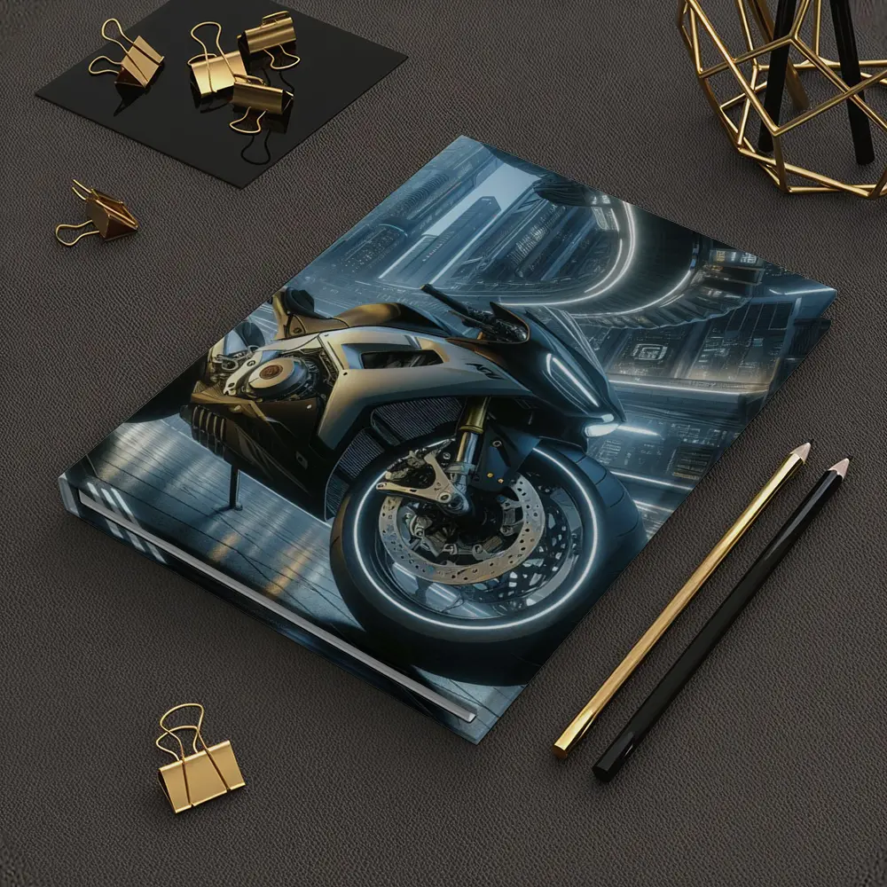 Futuristic Sport Bike Cyberpunk City Night – Notebooks
