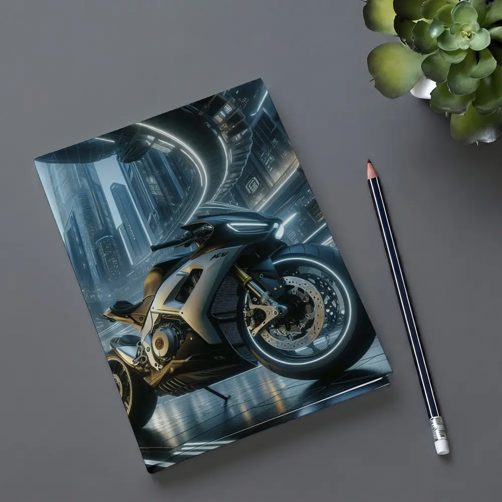 Futuristic Sport Bike Cyberpunk City Night – Notebooks