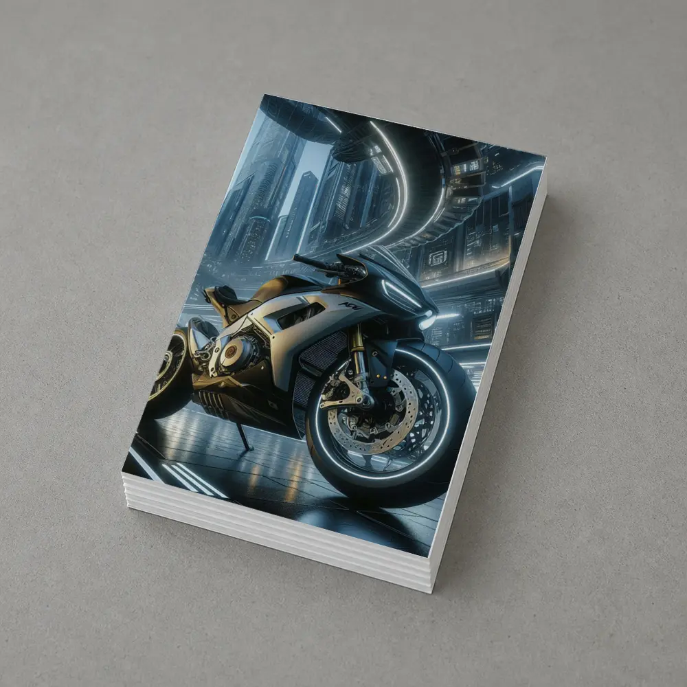 Futuristic Sport Bike Cyberpunk City Night – Postcards