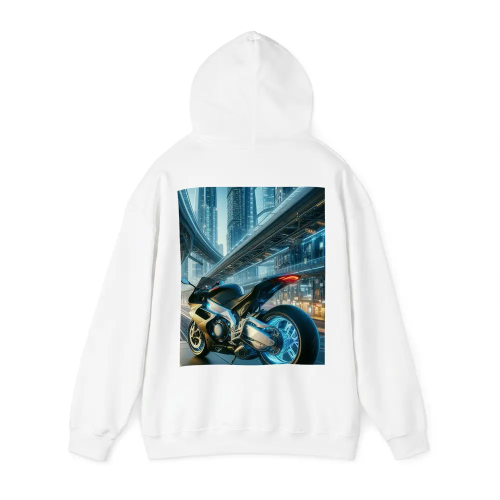 Futuristic Sport Bike Neon Cyberpunk City – Hoodies