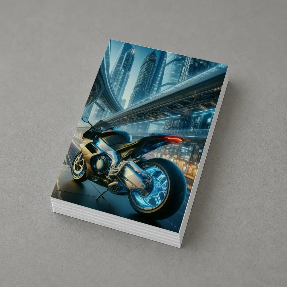 Futuristic Sport Bike Neon Cyberpunk City – Postcards