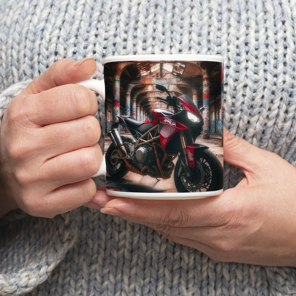 Aprilia Motorcycle Red Abandoned Industrial Hall – Mugs