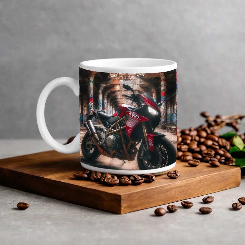 Aprilia Motorcycle Red Abandoned Industrial Hall – Mugs